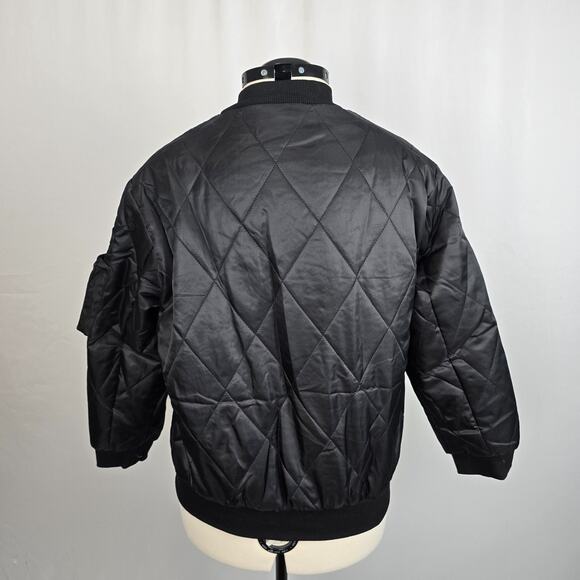 Eilly Bazar Quilted Bomber Jacket Women's S Black Zip Up NWOT - Picture 15 of 16
